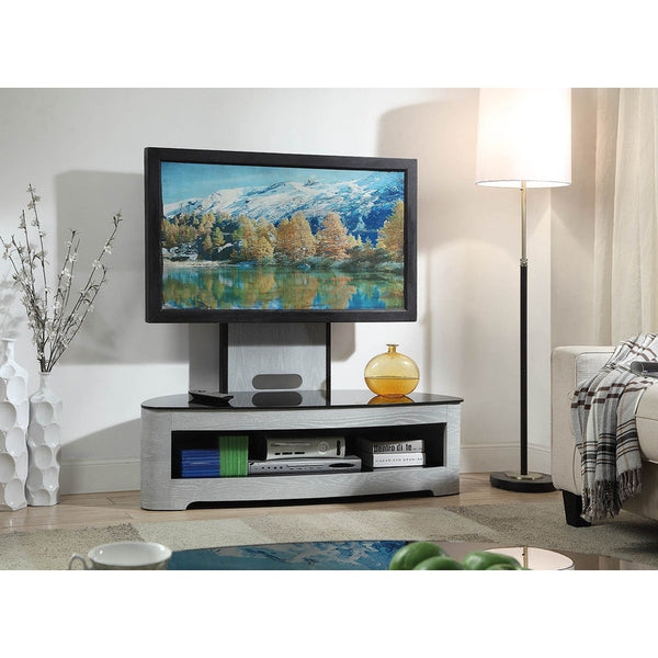 White cantilever deals tv stand