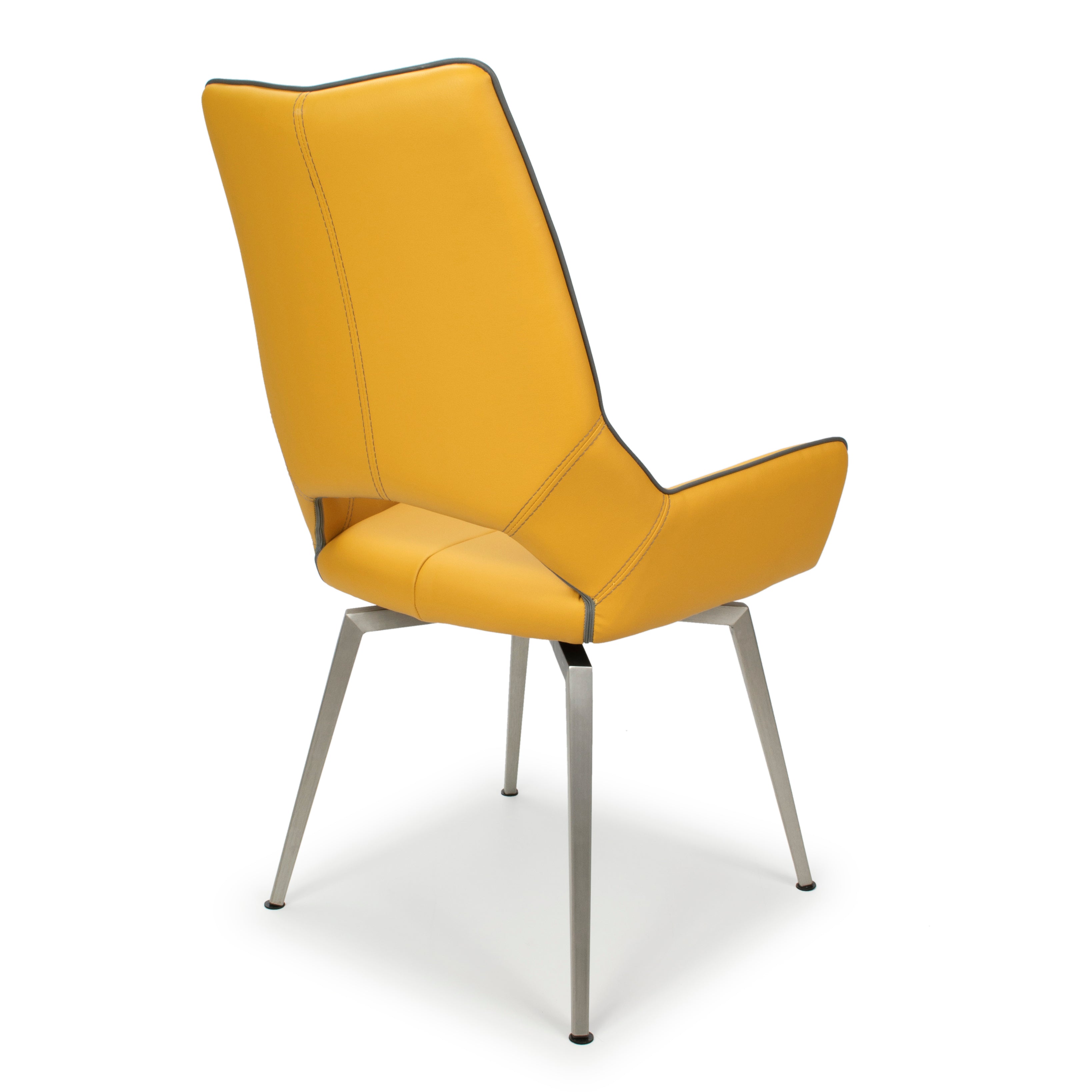 Hawksmoor Mako Medallion Yellow Leather Match Swivel Dining Chair