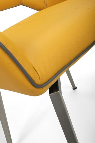 Shankar Medallion Yellow Leather Match Swivel Dining Chair
