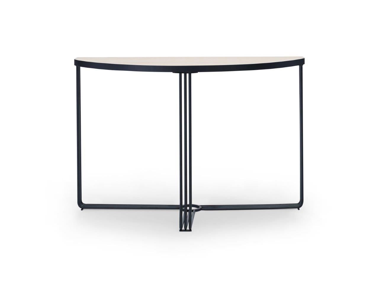 Gillmore Space Finn Demi Lune Console Table Pale Oak Top & Black Frame