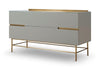 Gillmore Space Alberto Two Drawer Low Sideboard Grey With Brass Accent