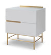 Gillmore Space Alberto Two Drawer Narrow Chest White With Brass Accent