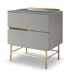 Gillmore Space Alberto Two Drawer Narrow Chest Grey With Brass Accent