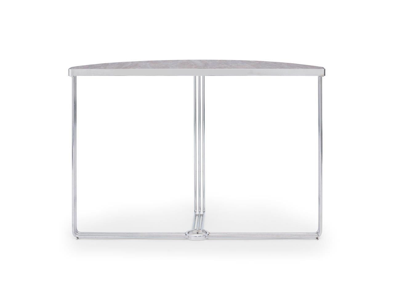 Gillmore Space Finn Demi Lune Console Table Dark Stone Top & Polished Chrome Frame