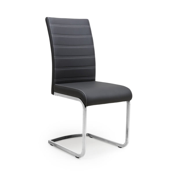 Hawksmoor Callisto Leather Effect Black Dining Chair (Pair)