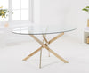 Daytona 165cm Oval Glass Gold Leg Dining Table Set with Florida Dining Chairs