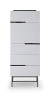 Gillmore Space Alberto Six Drawer Tall Narrow Chest White With Dark Chrome Accent