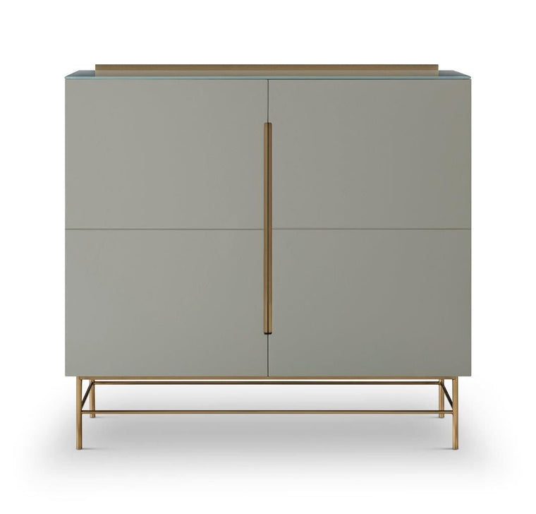 Gillmore Space Alberto Two Door High Sideboard Grey With Brass Accent