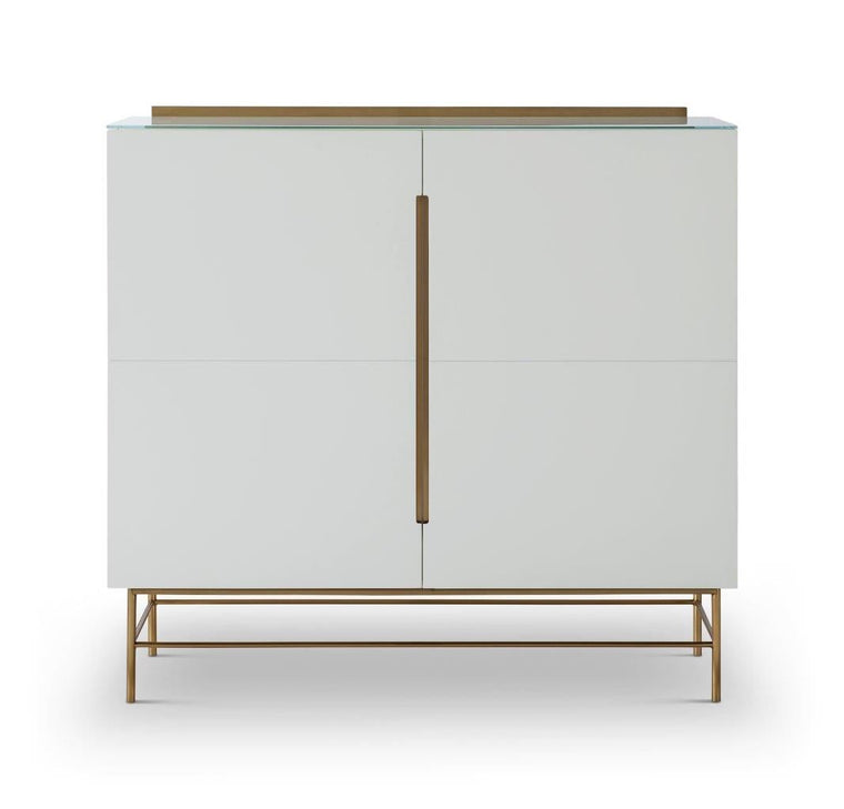Gillmore Space Alberto Two Door High Sideboard White With Brass Accent