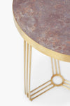 Gillmore Space Finn Circular Side Table Dark Stone Top & Brass Frame
