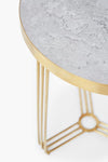 Gillmore Space Finn Circular Side Table Pale Stone Top & Brass Frame