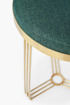 Gillmore Space Finn Circular Side Table Or Stool Conifer Green Upholstered & Brass Frame
