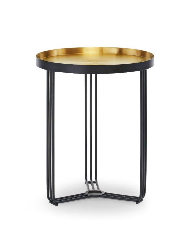 Gillmore Space Finn Circular Side Table Spun Brass Top & Black Frame