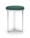 Gillmore Space Finn Circular Side Table Or Stool Conifer Green Upholstered & Polished Chrome Frame