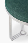 Gillmore Space Finn Circular Side Table Or Stool Conifer Green Upholstered & Polished Chrome Frame