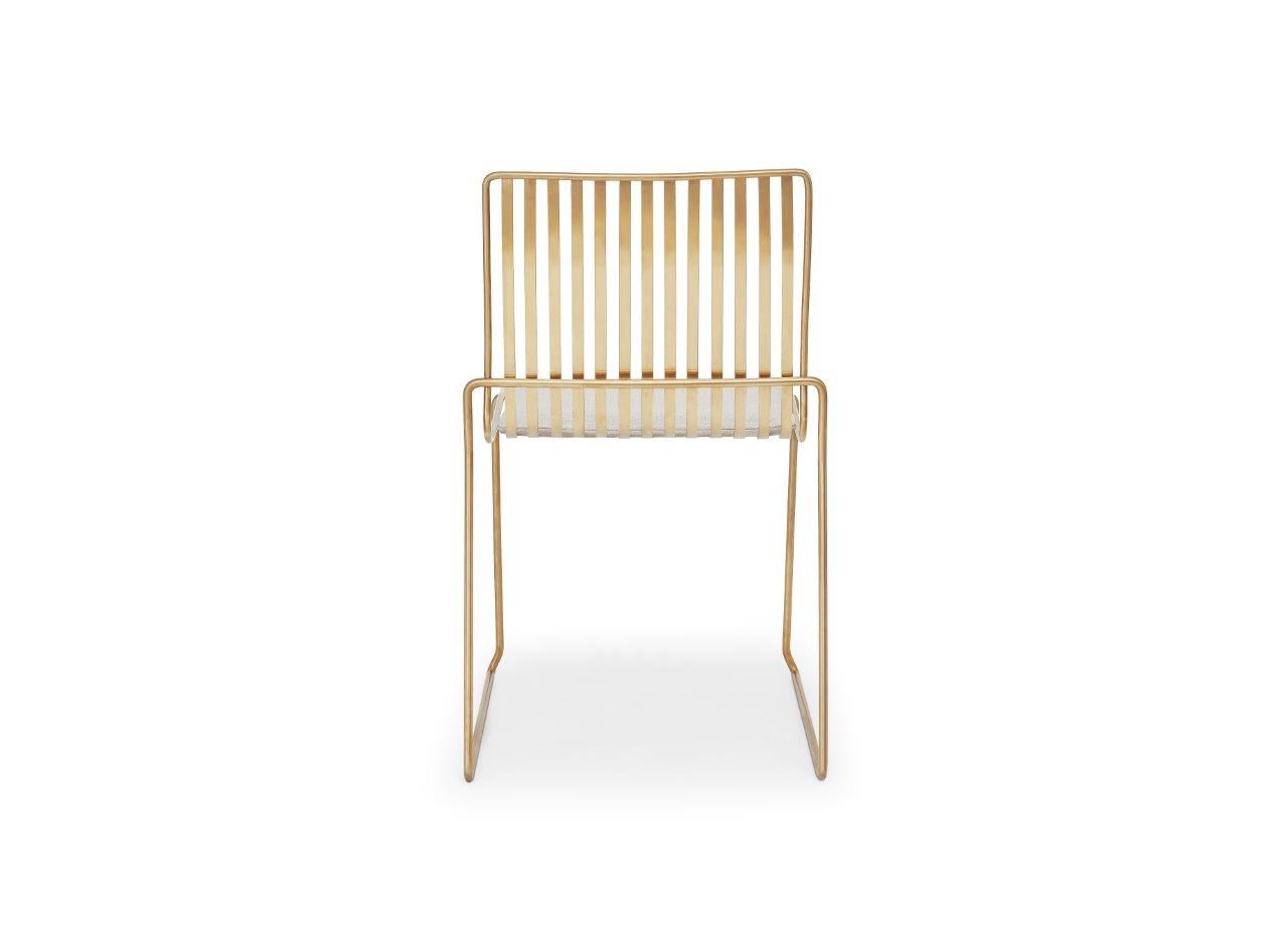 Gillmore Space Finn Stacking Dining Chair Natural Upholstered & Brass Frame