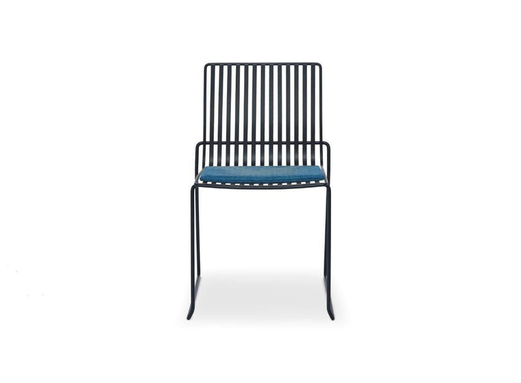 Gillmore Space Finn Stacking Dining Chair Admiral Blue Upholstered & Black Frame