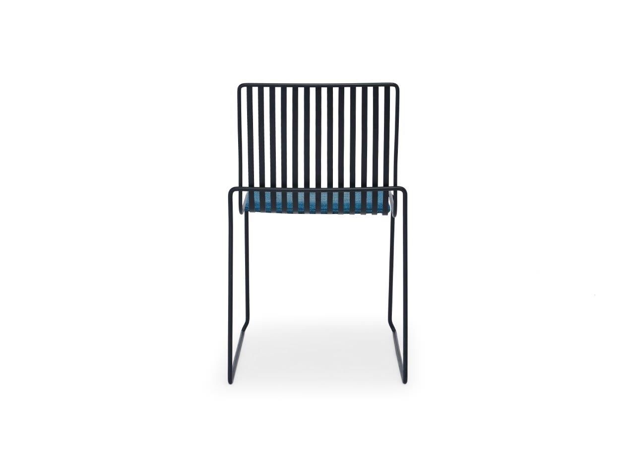 Gillmore Space Finn Stacking Dining Chair Admiral Blue Upholstered & Black Frame