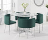 Abingdon Stowaway Glass Dining Set With 4 Velvet Dining Chairs
