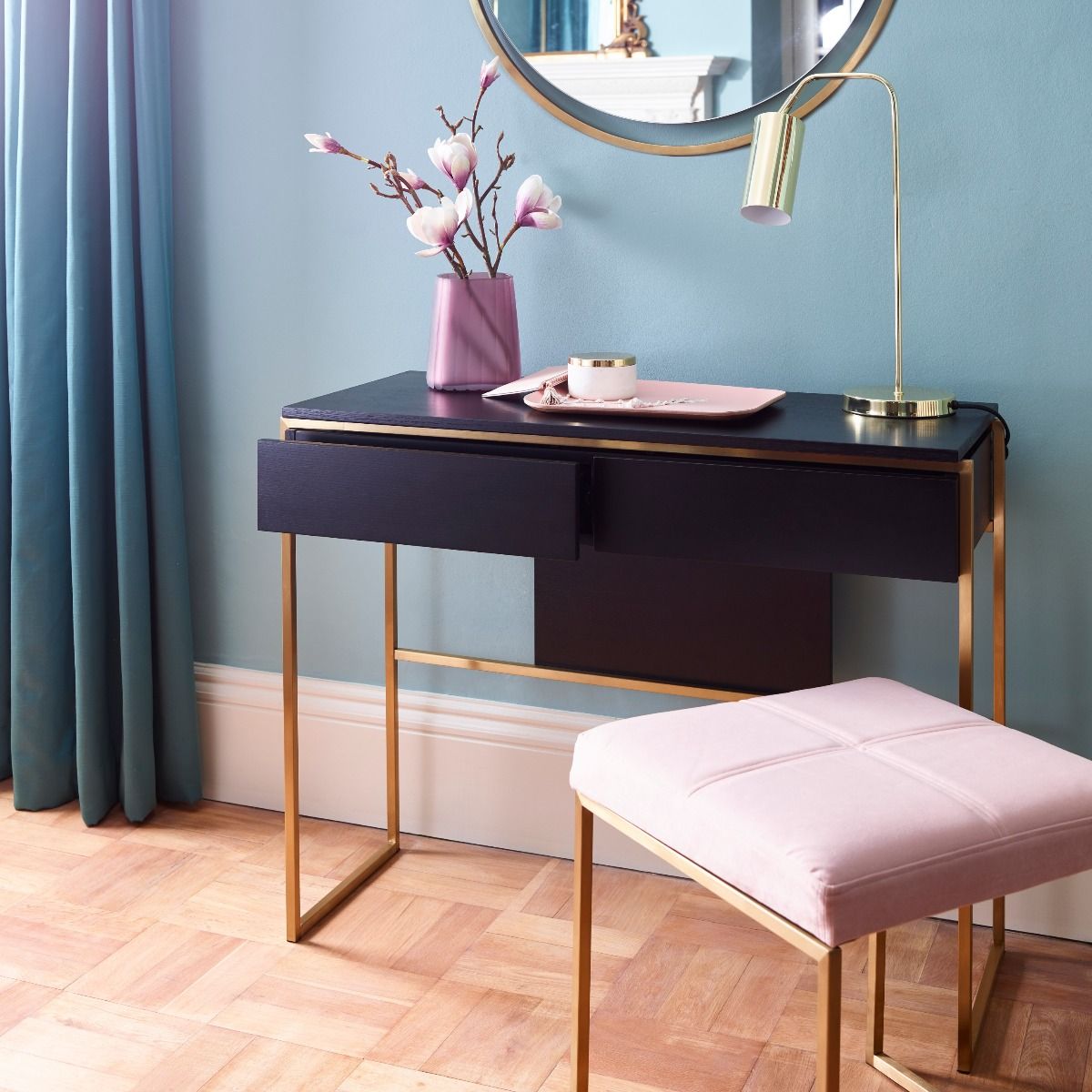 blush pink dressing table stool Pink Velvet Dressing Dressing Table Stool With Back Gold Legs Blush Dressing Table Chair Pink Velvet Dressing Table