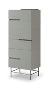 Gillmore Space Alberto Six Drawer Tall Narrow Chest Grey With Dark Chrome Accent