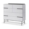 Gillmore Space Alberto Six Drawer Wide Chest White With Dark Chrome Accent