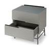 Gillmore Space Alberto Two Drawer Narrow Chest Grey With Dark Chrome Accent