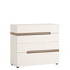 Axton Norwood Bedroom 4 Drawer Chest In White With A Truffle Oak Trim