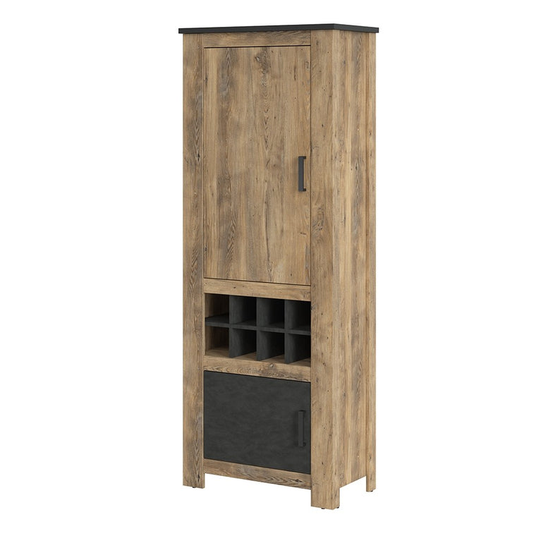 Axton Marlo 2 Door Cabinet With Wine Rack In Chestnut And Matera Grey