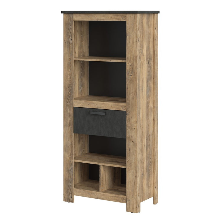 Axton Marlo 1 Drawer Bookcase In Chestnut And Matera Grey