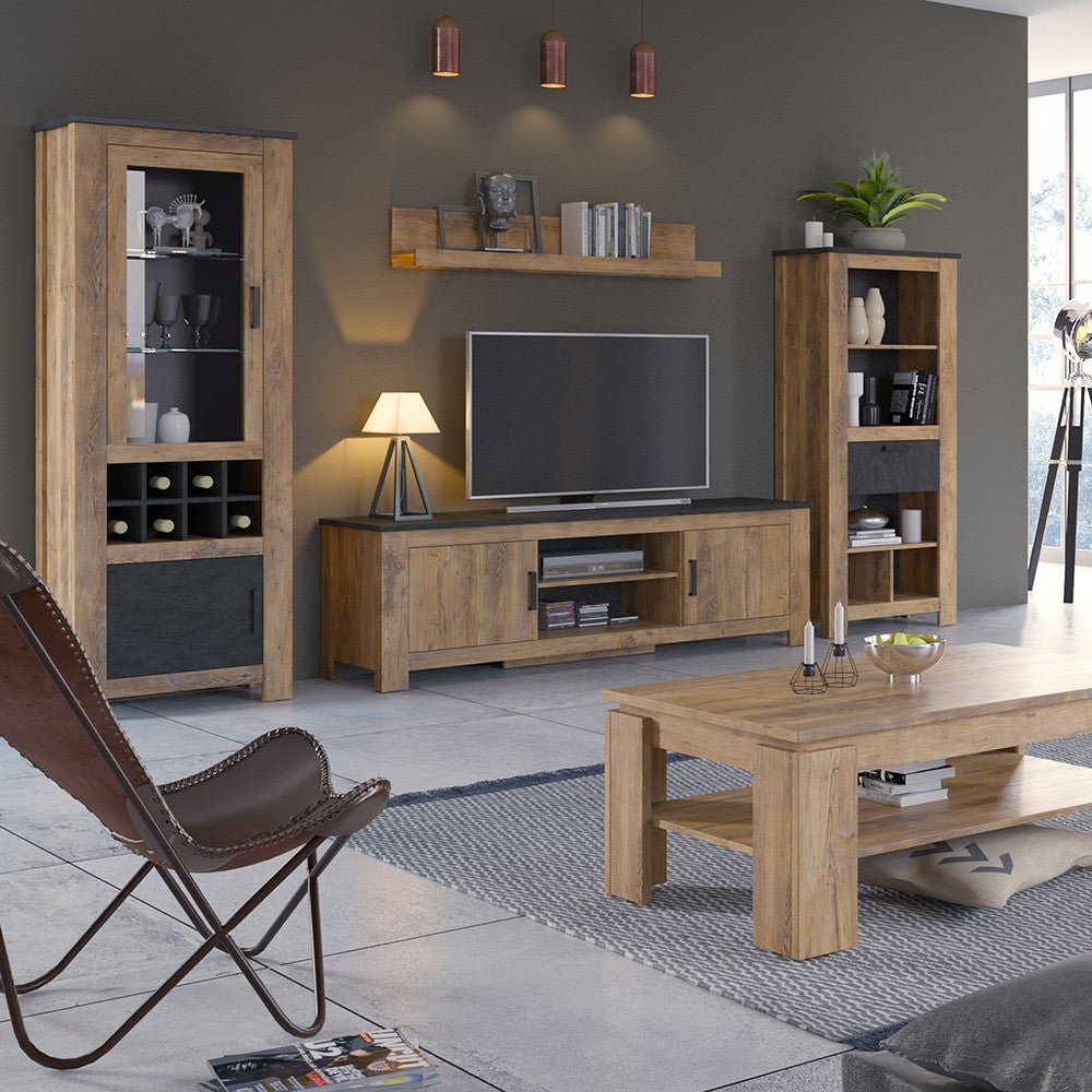 Axton Marlo 2 Door 189 cm Wide TV Cabinet In Chestnut And Matera Grey