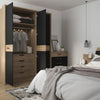 Axton Harding 1 Drawer Bedside With Open Shelf (LH) in Stirling Oak With Matt Black Fronts