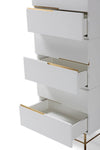 Gillmore Space Alberto Six Drawer Tall Narrow Chest White With Brass Accent