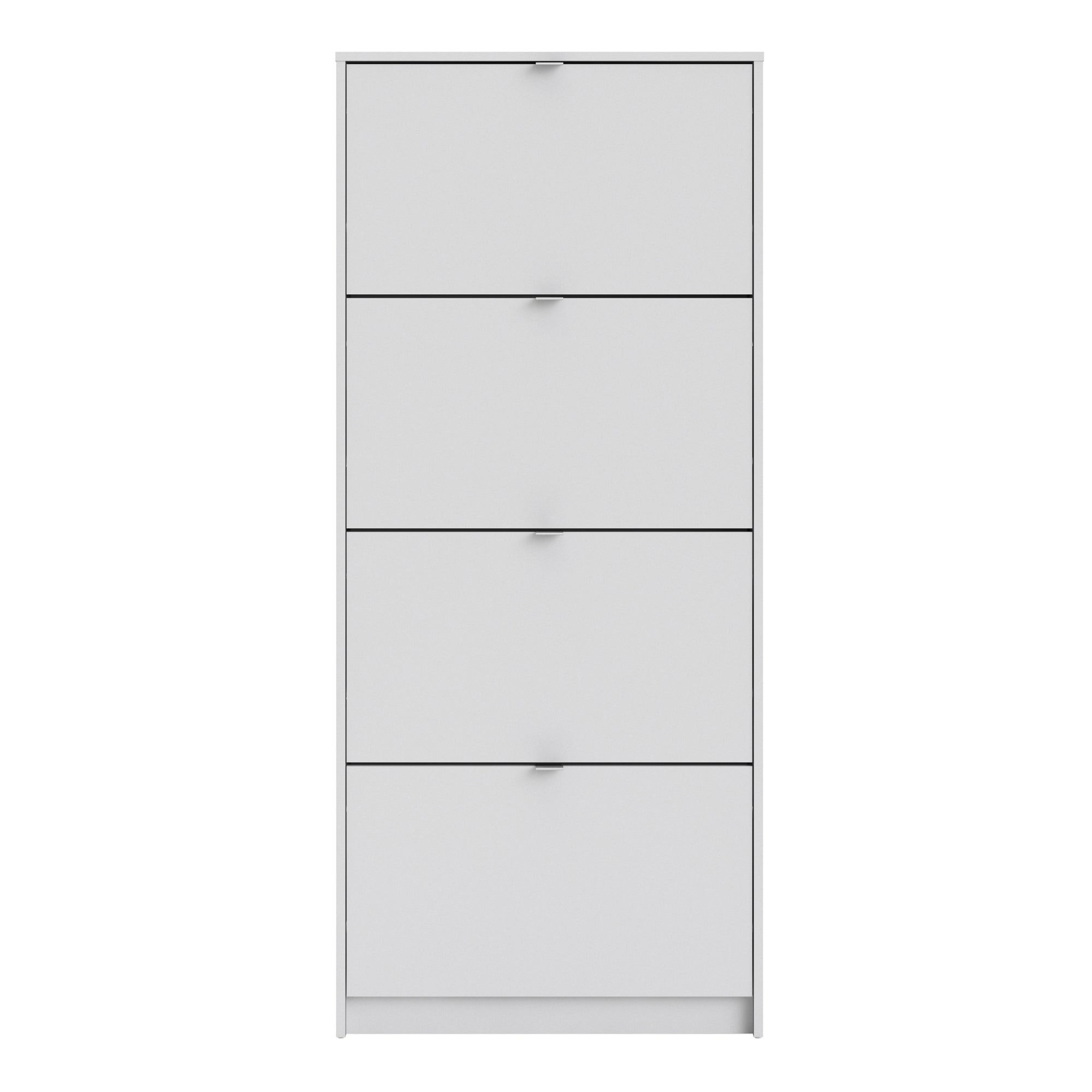 Axton Choctaw Shoe Cabinet With 4 Tilting Doors And 1 Layer In White