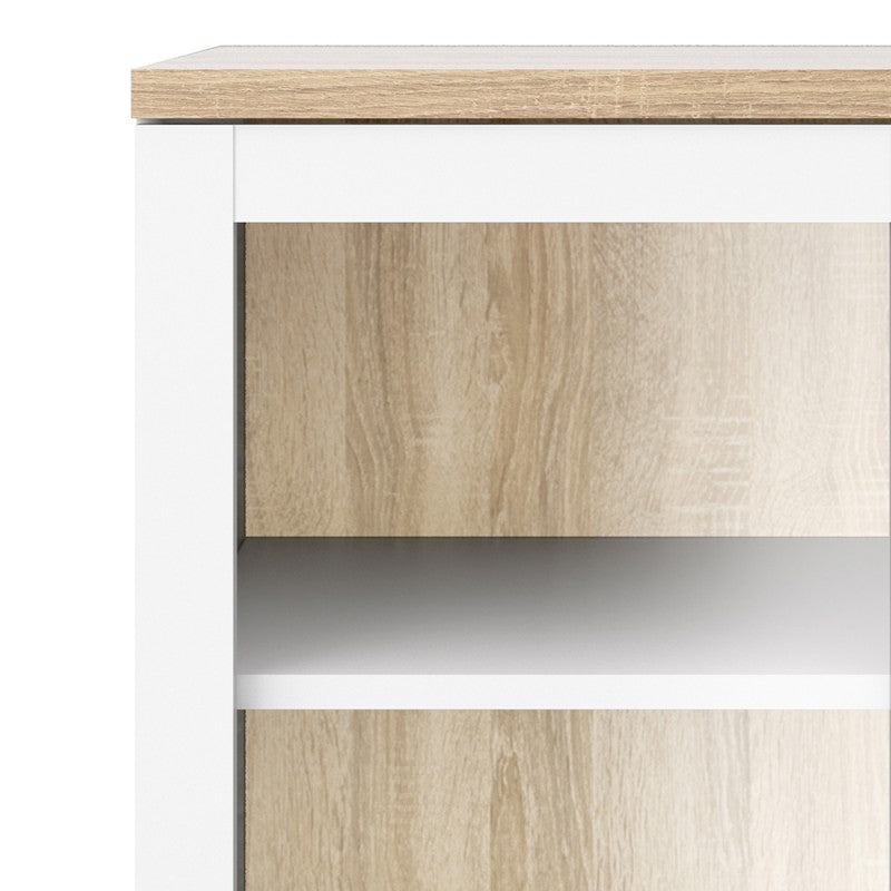 Axton Blauzes Display Cabinet Glazed 2 Doors in White and Oak