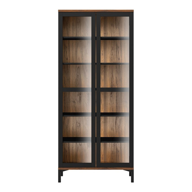 Axton Blauzes Display Cabinet Glazed 2 Doors in Black and Walnut