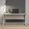 Axton Trinity Desk 150 cm In White With Height Adjustable Legs With Electric Control In Silver Grey Steel