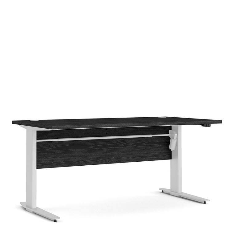 Axton Trinity Desk 150 cm In Black Woodgrain With Height Adjustable Legs With Electric Control In White