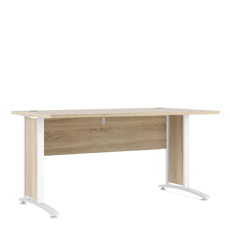 Axton Trinity Desk 150 cm In Oak With Silver Grey Steel Legs
