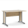 Axton Trinity Desk 120 cm In Oak With Silver Grey Steel Legs