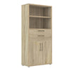 Axton Trinity Bookcase 4 Shelves with 2 Drawers and 2 Doors in Oak