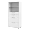 Axton Trinity Bookcase 4 Shelves with 2 Drawers + 2 File Drawers In White