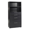 Axton Trinity Bookcase 4 Shelves with 2 Drawers + 2 File Drawers in Black woodgrain