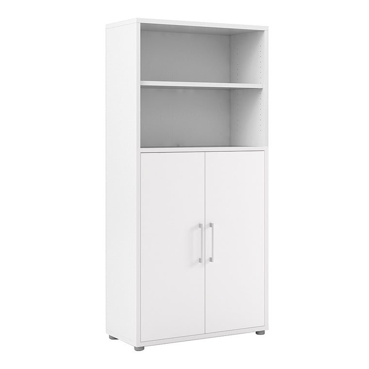 Axton Trinity Bookcase 4 Shelves with 2 Doors in White