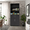Axton Trinity Bookcase 5 Shelves With 2 Drawers And 2 Doors In Black Woodgrain