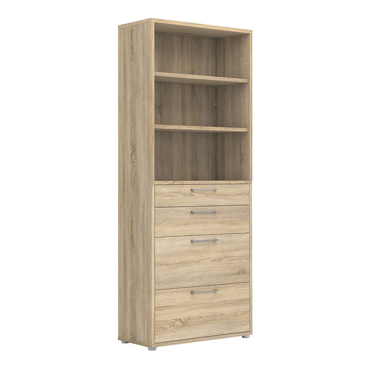 Axton Trinity Bookcase 5 Shelves with 2 Drawers + 2 File Drawers in Oak