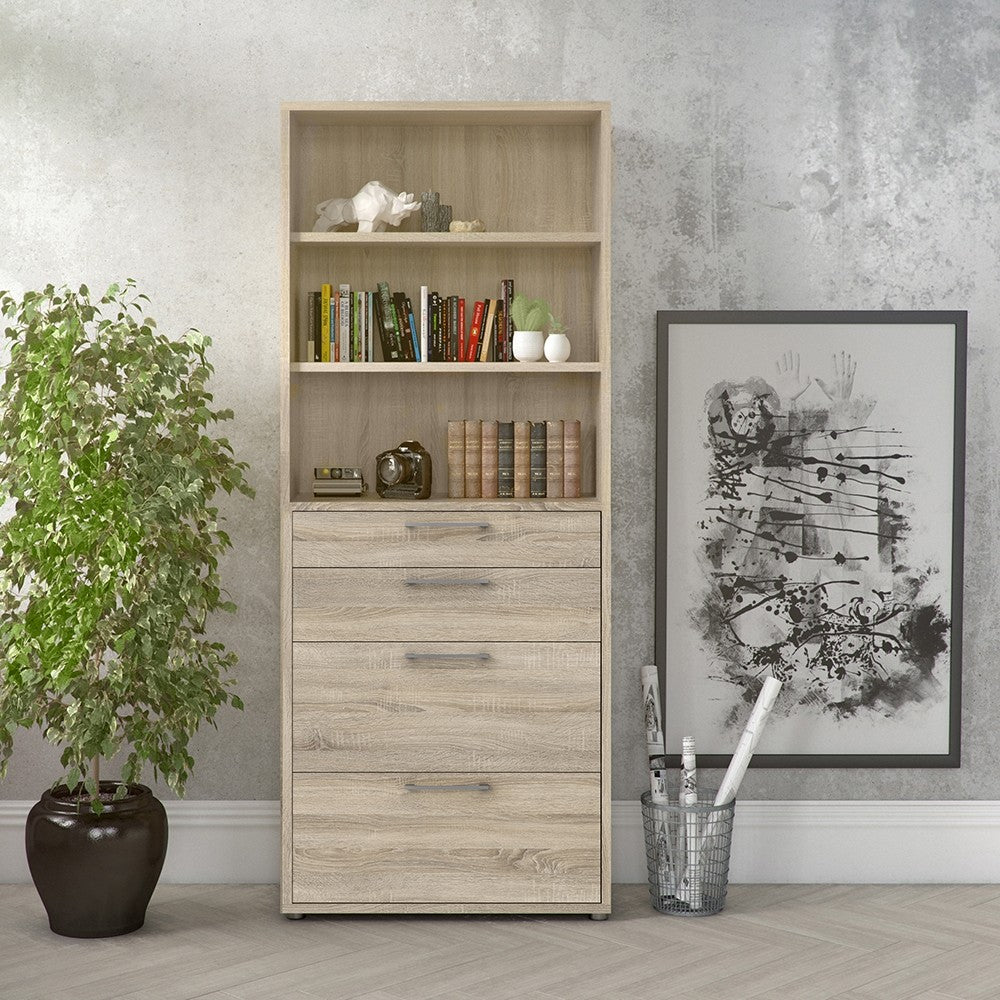 Axton Trinity Bookcase 5 Shelves with 2 Drawers + 2 File Drawers in Oak