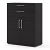 Axton Trinity Bookcase 2 Shelves with 2 Drawers And 2 Doors In Black