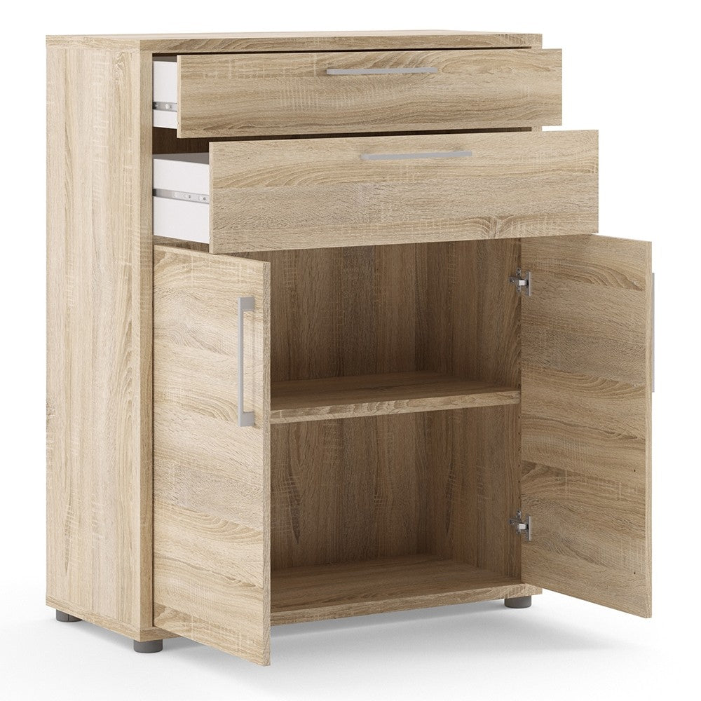 Axton Trinity Bookcase 2 Shelves with 2 Drawers and 2 Doors in Oak