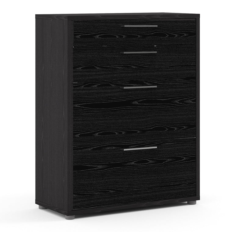 Axton Trinity Bookcase 2 Shelves with 2 Drawers + 2 File Drawers in Black Woodgrain